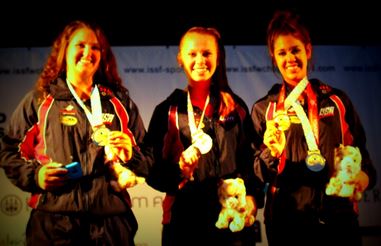 2014 Junior World Team Champions: Sydney Carson, Hannah Houston, and Dania Vizzi